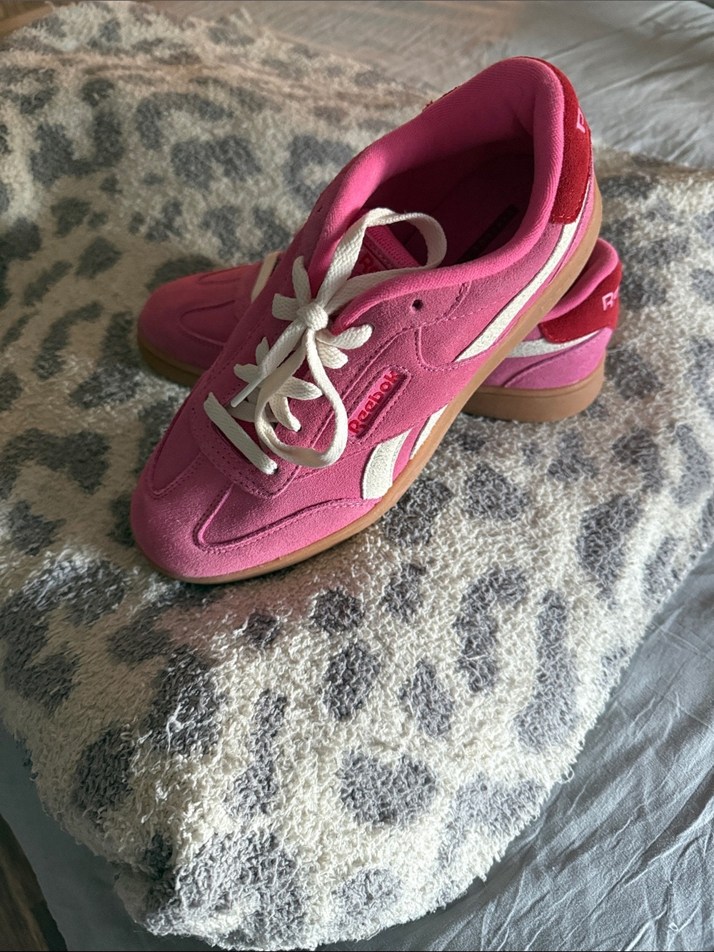 Reebok Pink Suede Women's Casual Sneakers with White Accents